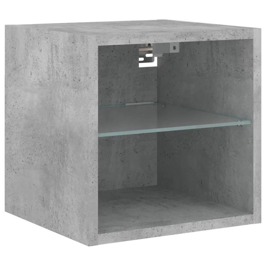 Meuble TV mural avec lumières LED gris béton 30x28,5x30 cm - 6