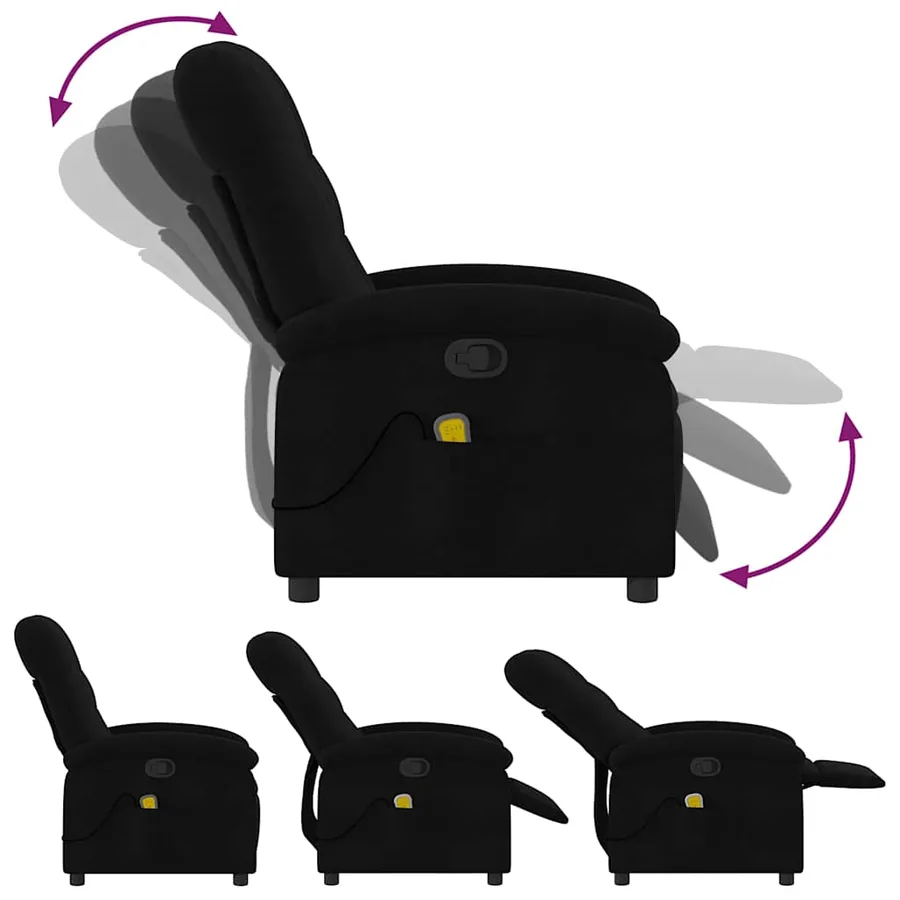Fauteuil de massage inclinable noir tissu - 7