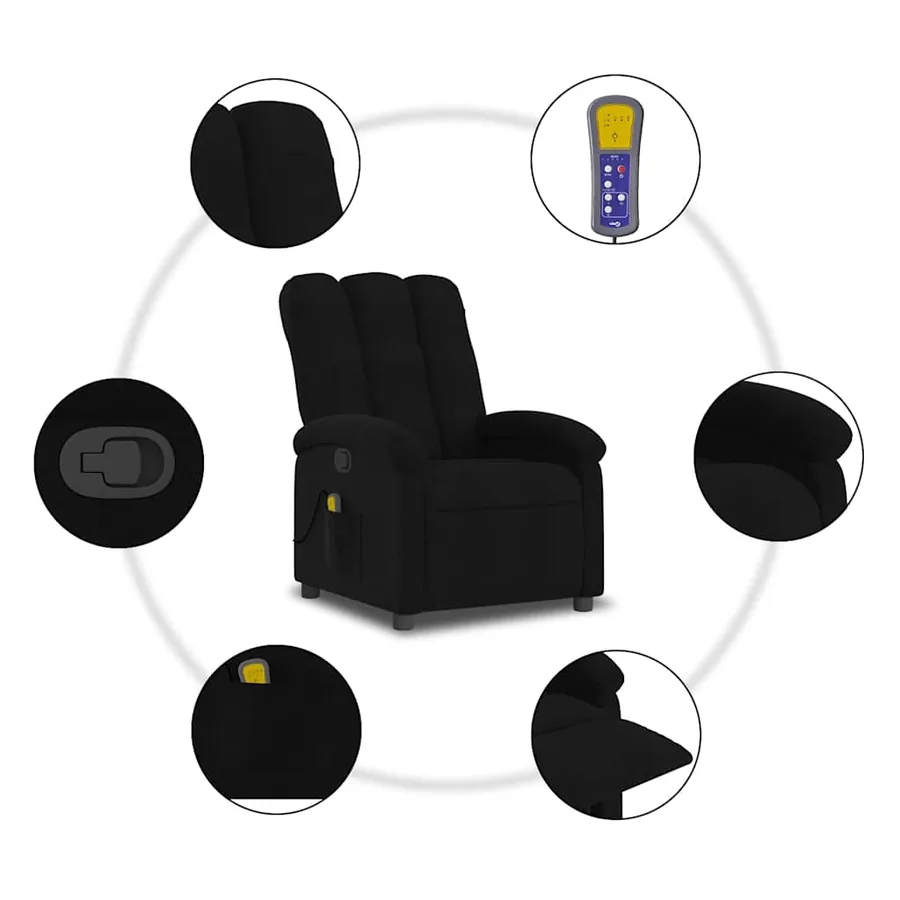Fauteuil de massage inclinable noir tissu - 8