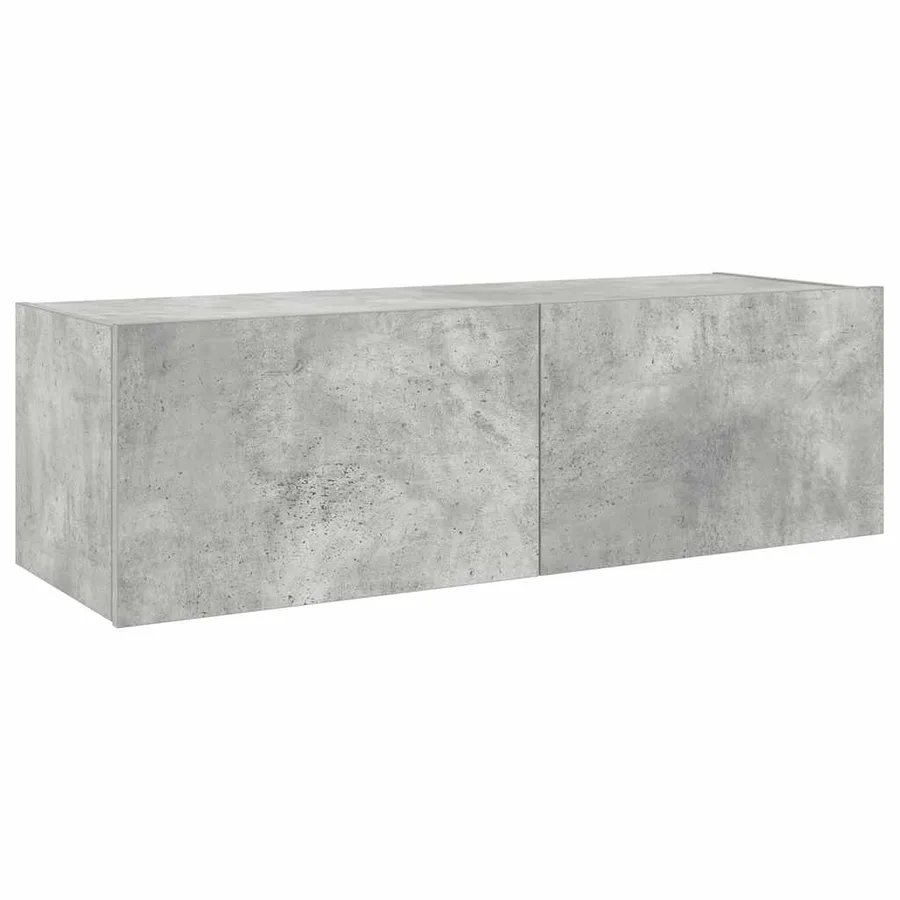 Meuble TV mural avec lumières LED gris béton 100x35x31 cm - 3