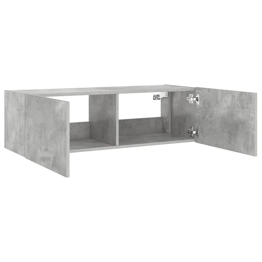 Meuble TV mural avec lumières LED gris béton 100x35x31 cm - 8