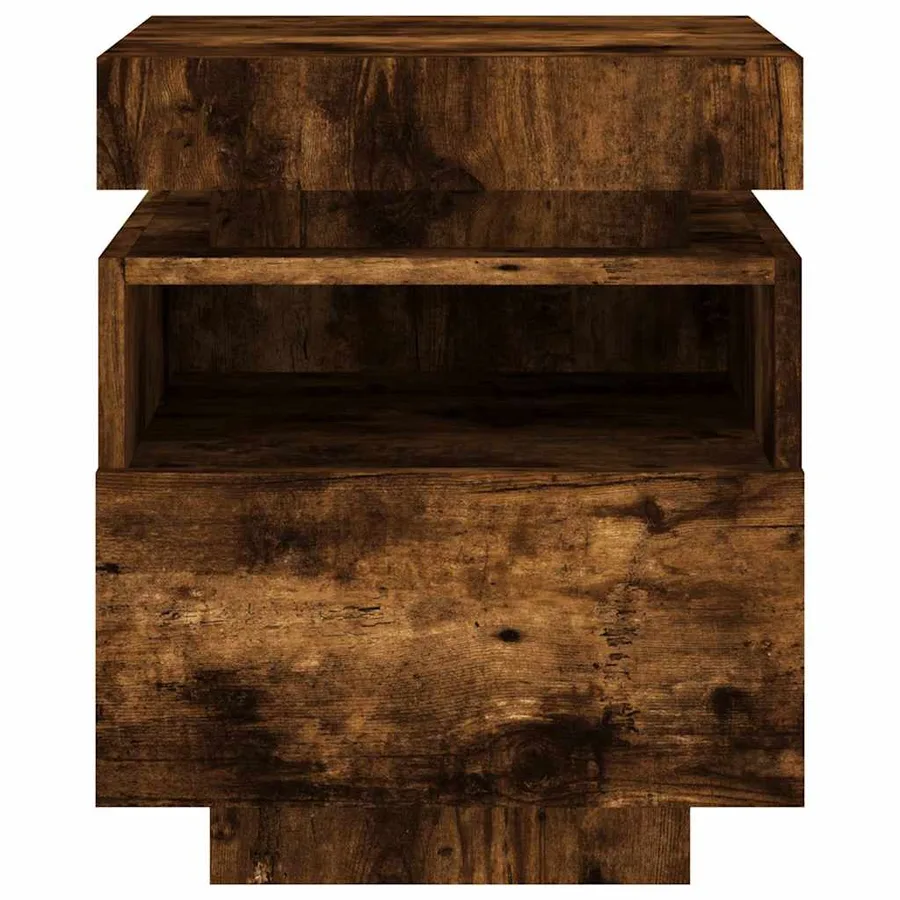 Armoire de chevet avec lumières LED chêne fumé 40x39x48,5 cm - 6