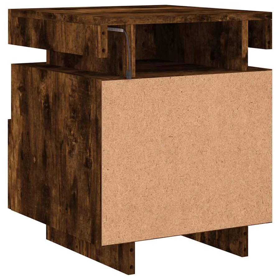 Armoire de chevet avec lumières LED chêne fumé 40x39x48,5 cm - 7