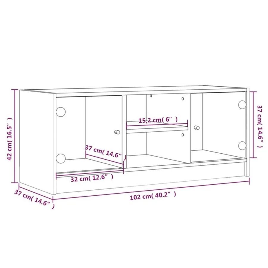 Meuble TV avec portes en verre chêne sonoma 102x37x42 cm - 11