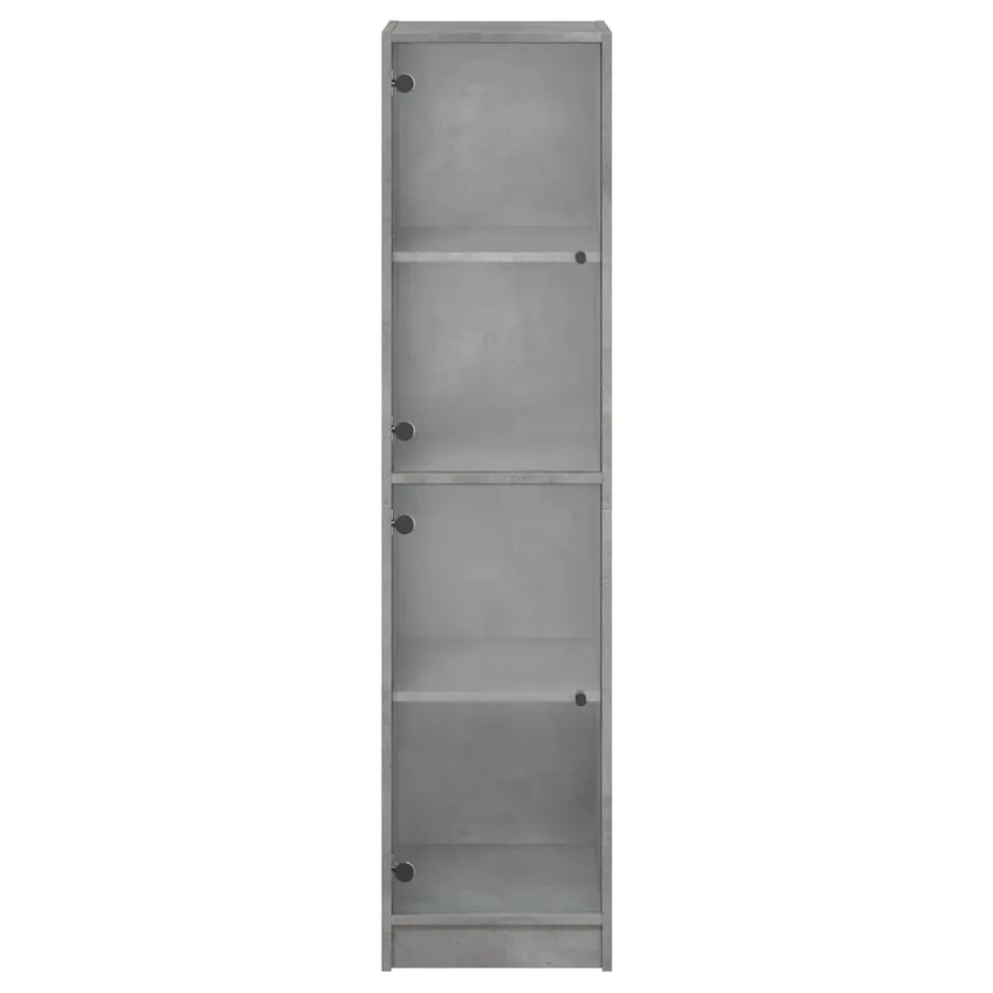 Buffet avec portes en verre gris béton 35x37x142 cm - 6