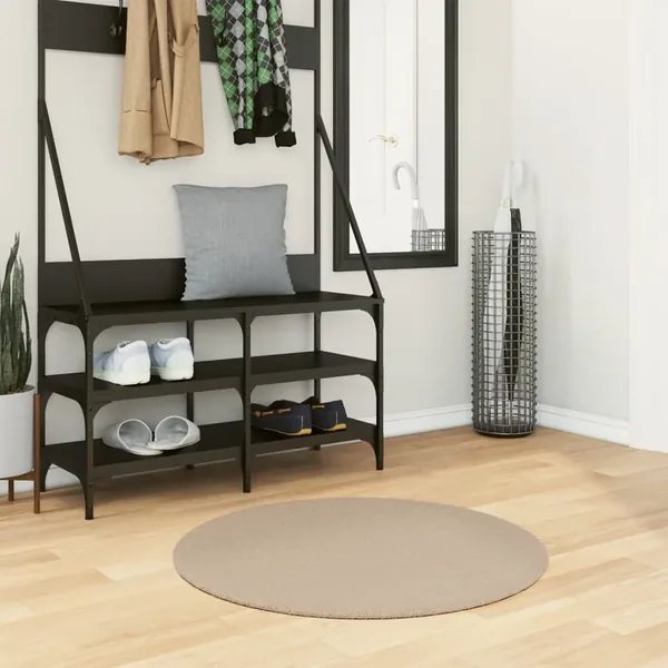 Tapis HUARTE à poils courts doux et lavable sable Ø 80 cm