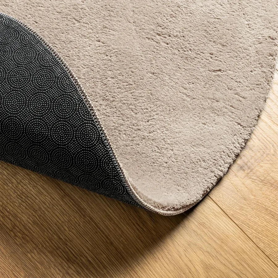 Tapis HUARTE à poils courts doux et lavable sable Ø 80 cm - 5