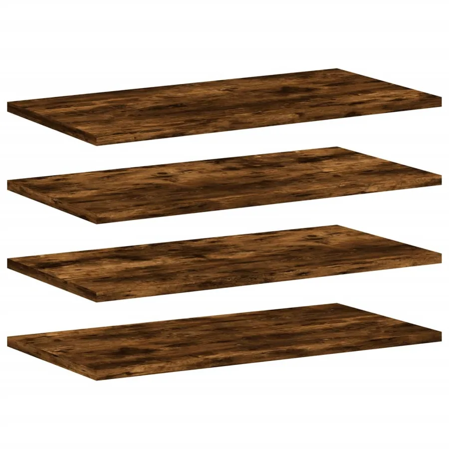 Étagères murales 4 pcs chêne fumé 60x20x1,5cm bois d'ingénierie - 2