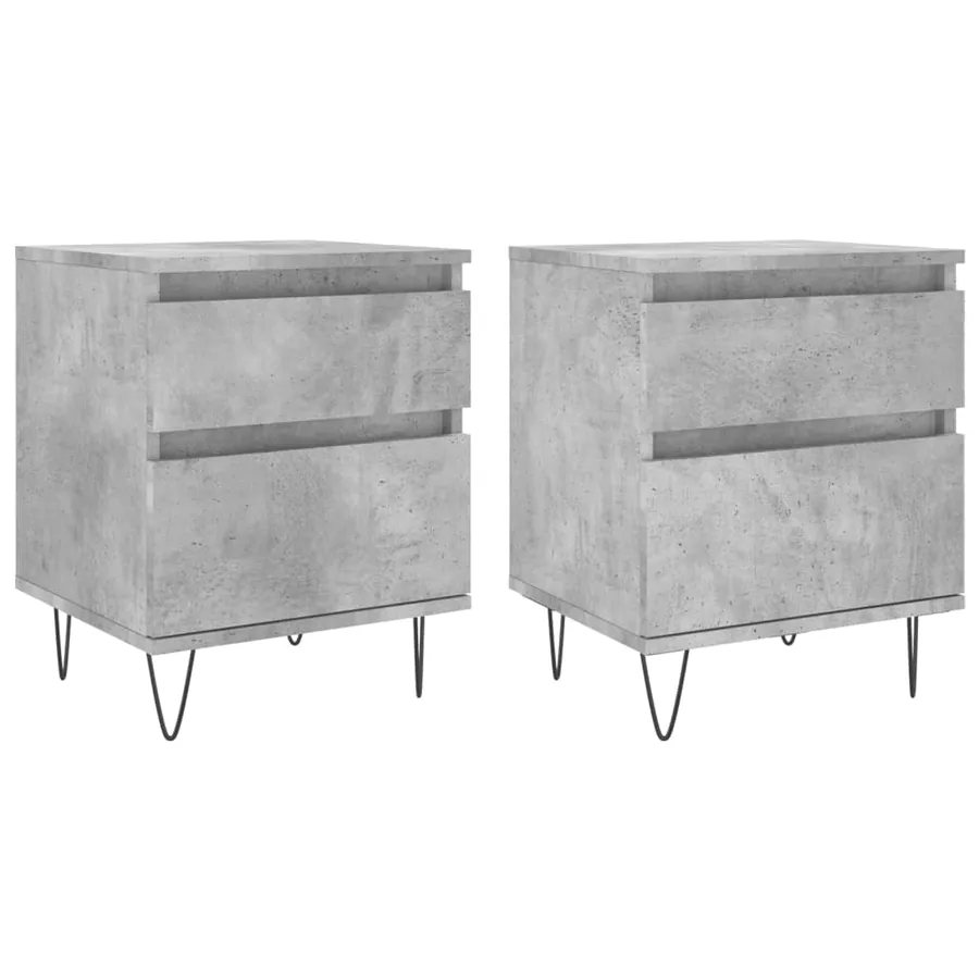 Tables de chevet 2 pcs gris béton 40x35x50 cm bois d’ingénierie - 2
