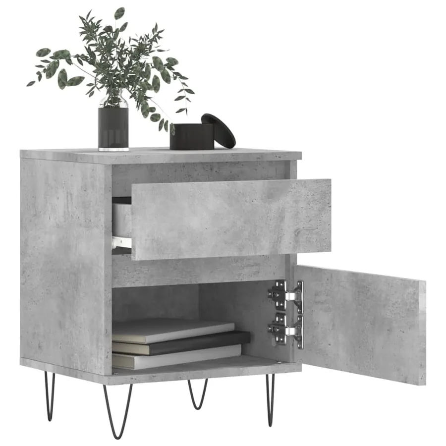 Tables de chevet 2 pcs gris béton 40x35x50 cm bois d’ingénierie - 8