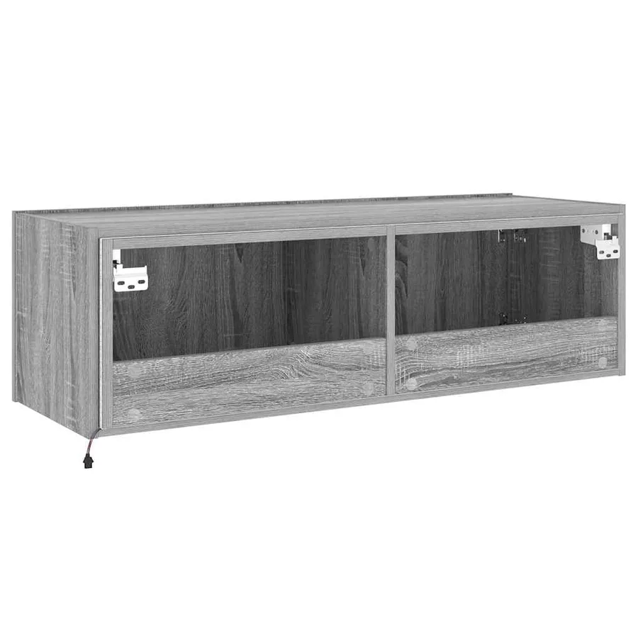 Meuble TV mural avec lumières LED sonoma gris 100x35x31 cm - 11