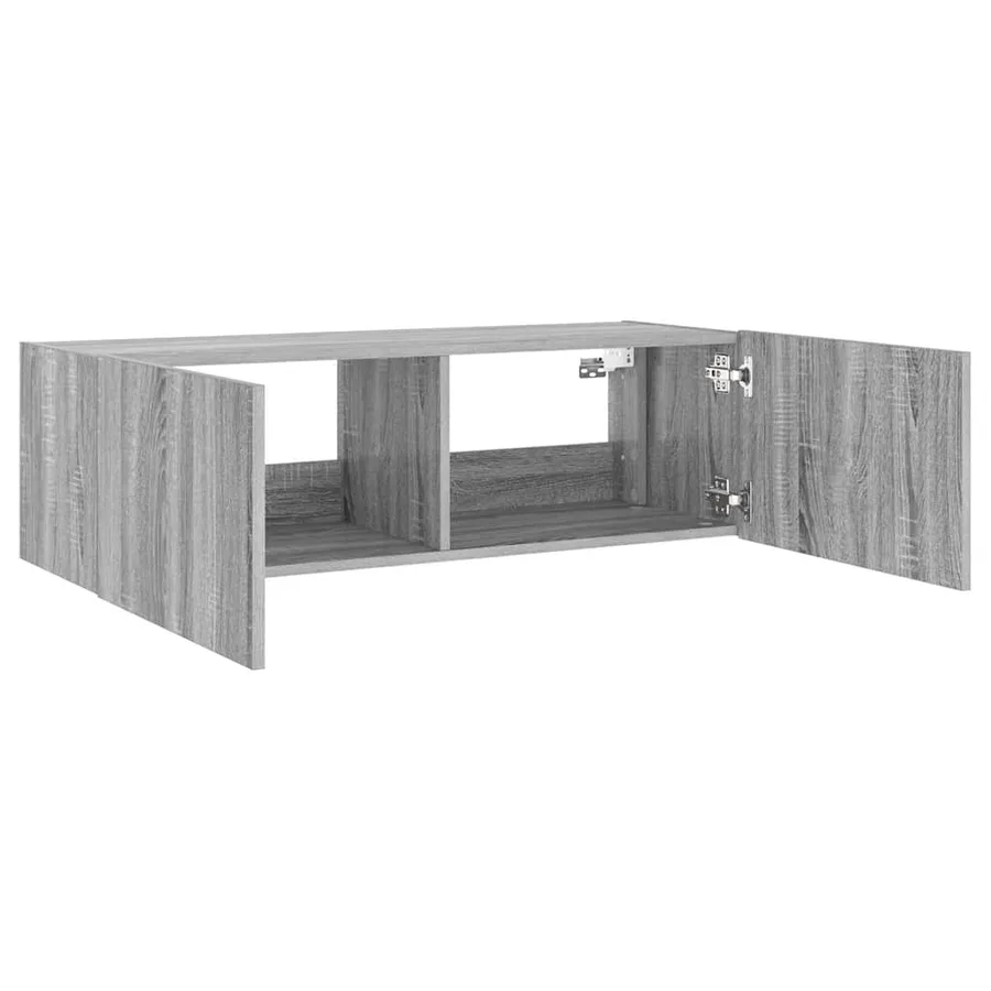 Meuble TV mural avec lumières LED sonoma gris 100x35x31 cm - 8