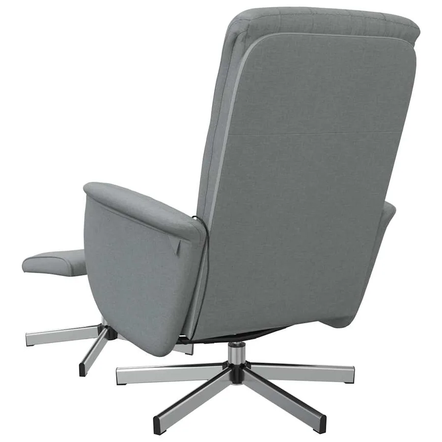 Fauteuil inclinable de massage et repose-pied gris clair tissu - 5