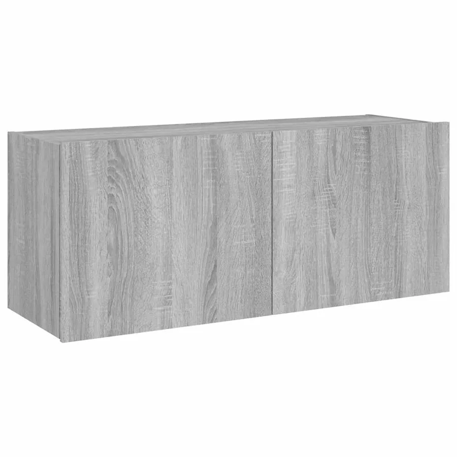 Meuble TV mural avec lumières LED sonoma gris 100x35x41 cm - 3