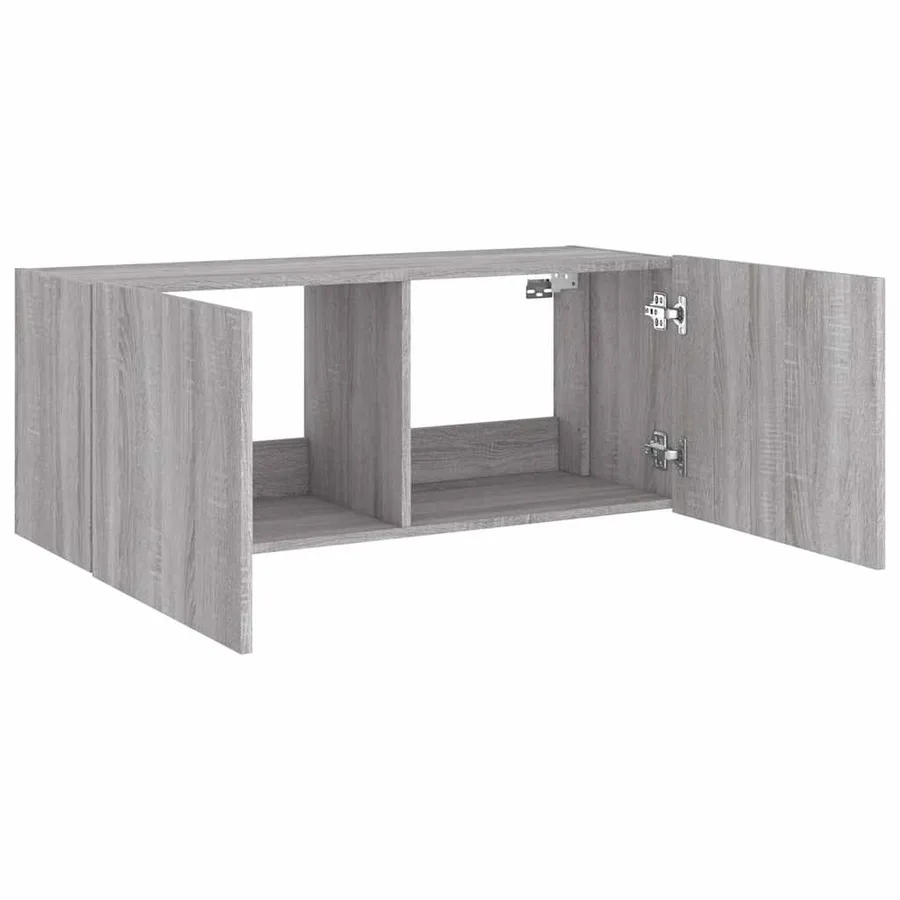 Meuble TV mural avec lumières LED sonoma gris 100x35x41 cm - 8