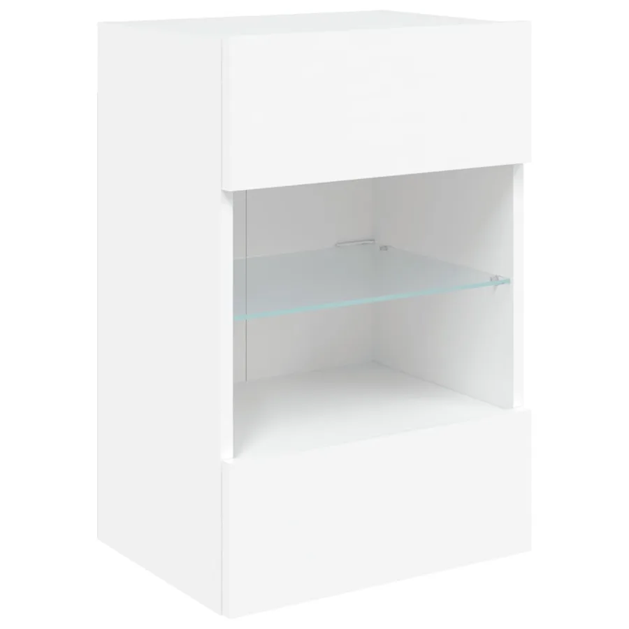 Meuble TV mural avec lumières LED blanc 40x30x60,5 cm - 6