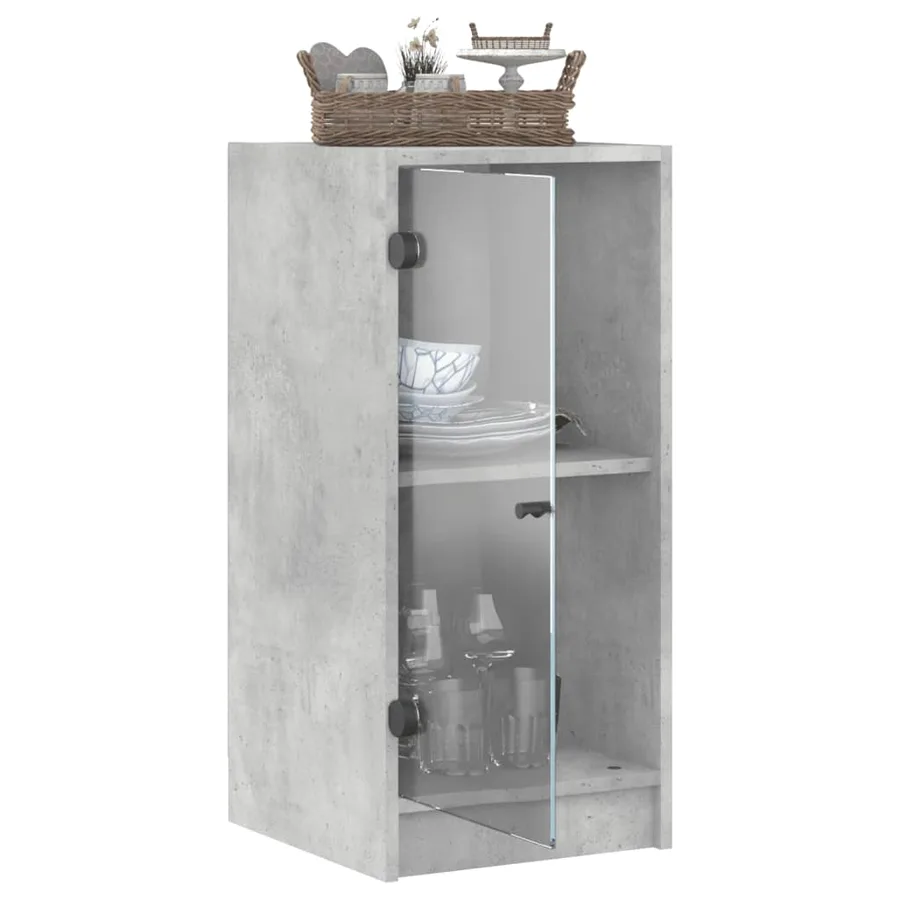 Armoire latérale avec portes en verre gris béton 35x37x75,5 cm - 5