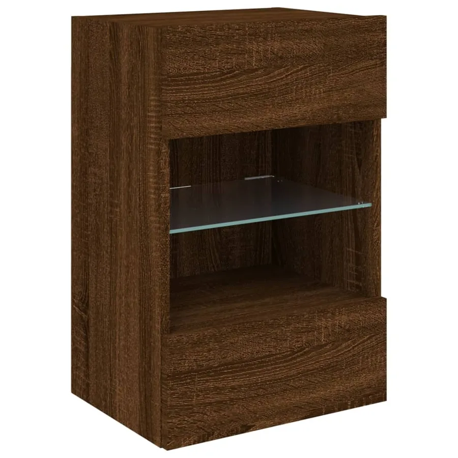 Meuble TV mural avec lumières LED chêne marron 40x30x60,5 cm - 6