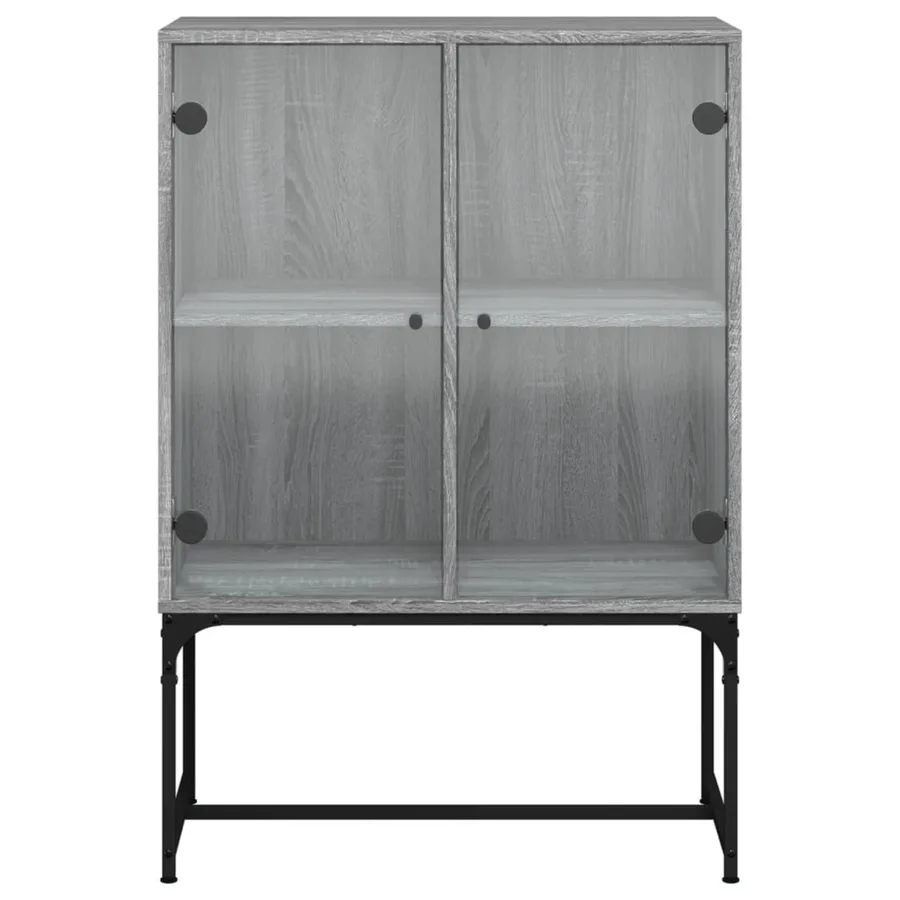 Armoire latérale avec portes en verre sonoma gris 69x37x100 cm - 6