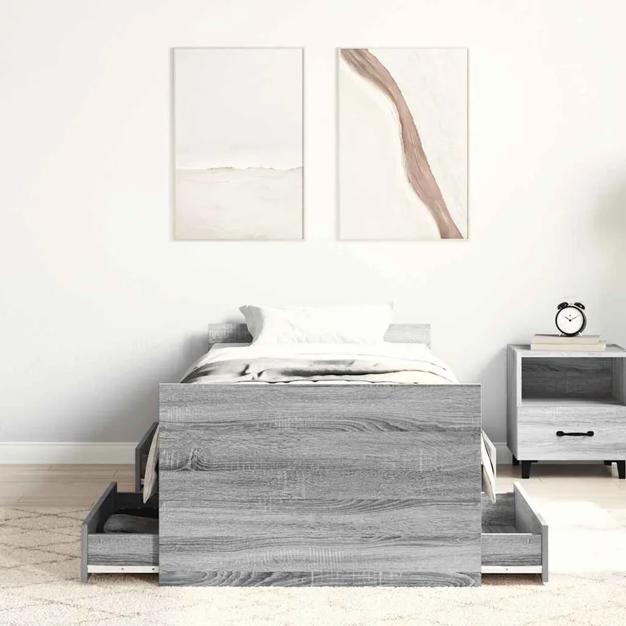 Cadre de lit sans matelas sonoma gris 90x190 cm - 3