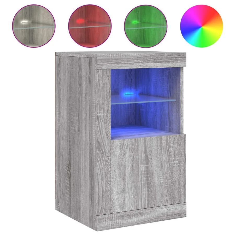 Armoires latérales et lumières LED 2 pcs sonoma gris - 5