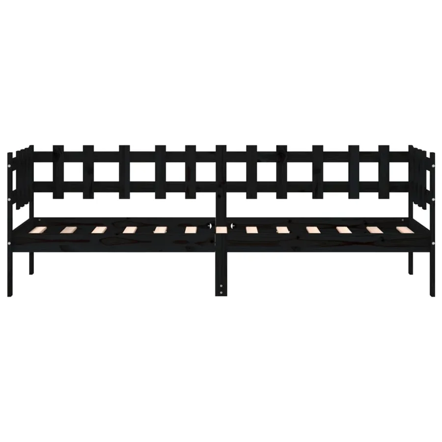 Lit de jour sans matelas noir 80x200 cm bois de pin massif - 4