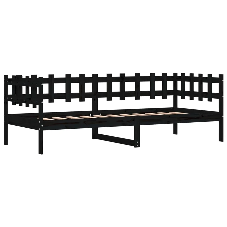 Lit de jour sans matelas noir 80x200 cm bois de pin massif - 5