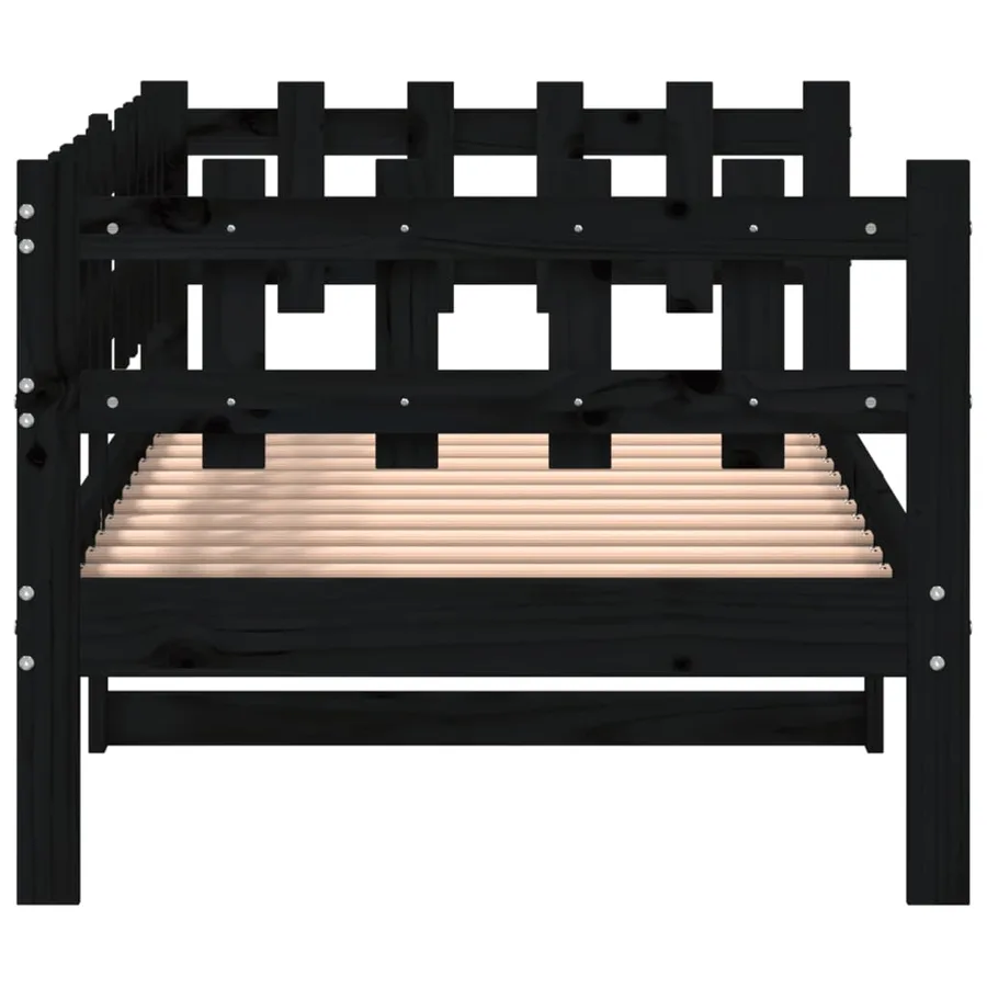 Lit de jour sans matelas noir 80x200 cm bois de pin massif - 6