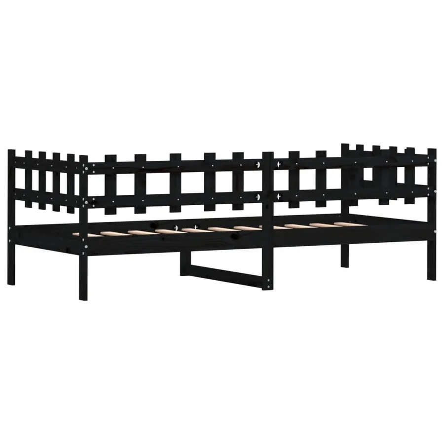 Lit de jour sans matelas noir 80x200 cm bois de pin massif - 7