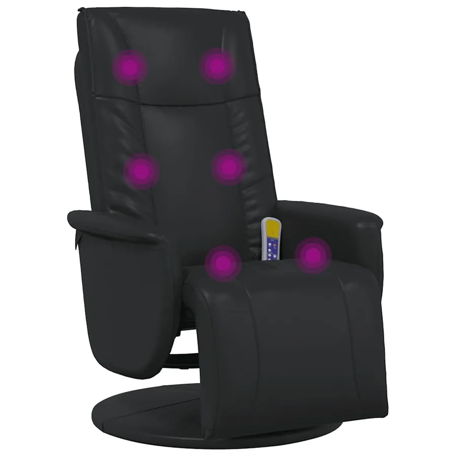 Fauteuil inclinable de massage repose-pieds noir similicuir - 2