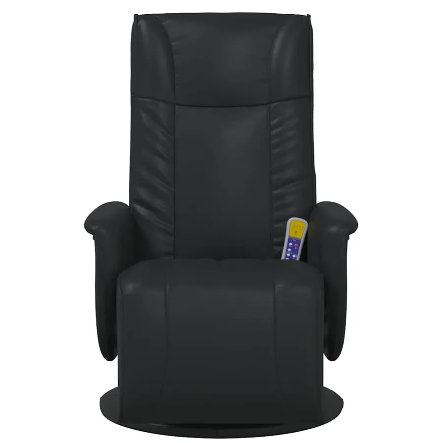 Fauteuil inclinable de massage repose-pieds noir similicuir - 4