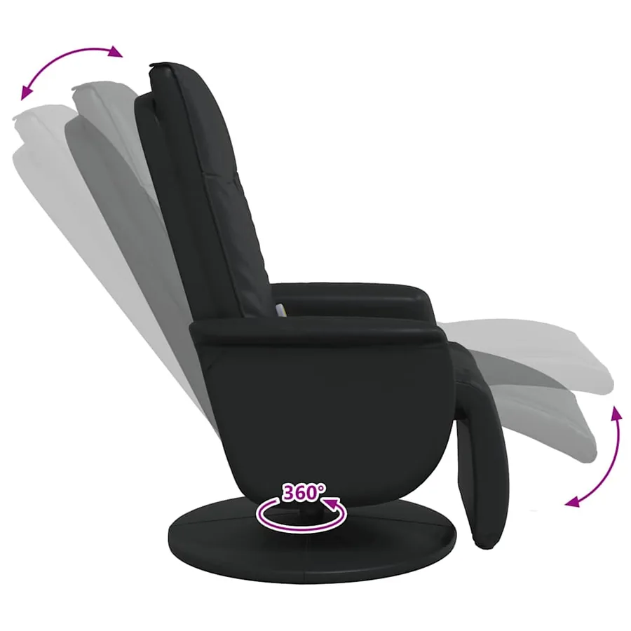 Fauteuil inclinable de massage repose-pieds noir similicuir - 7