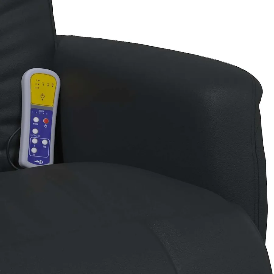 Fauteuil inclinable de massage repose-pieds noir similicuir - 9