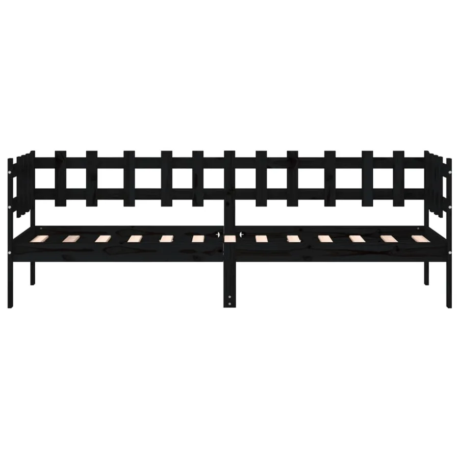 Lit de jour sans matelas noir 90x190 cm bois de pin massif - 4