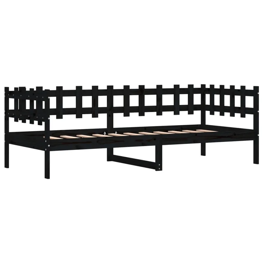 Lit de jour sans matelas noir 90x190 cm bois de pin massif - 5