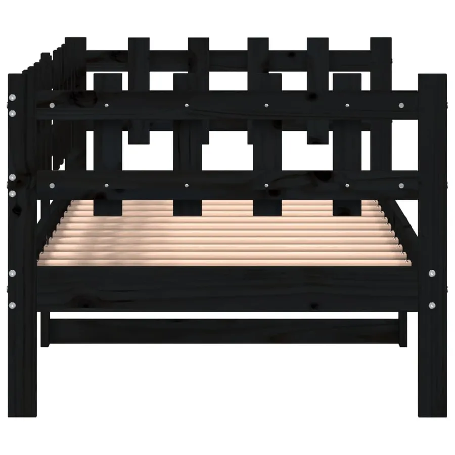 Lit de jour sans matelas noir 90x190 cm bois de pin massif - 6
