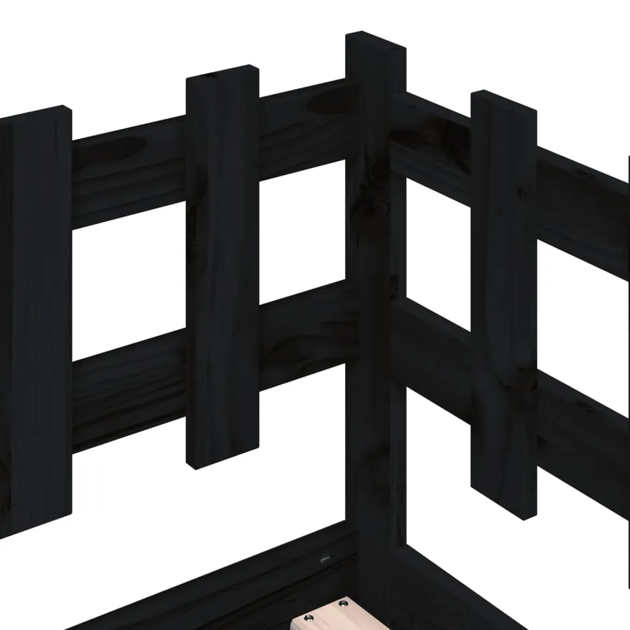 Lit de jour sans matelas noir 90x190 cm bois de pin massif - 8