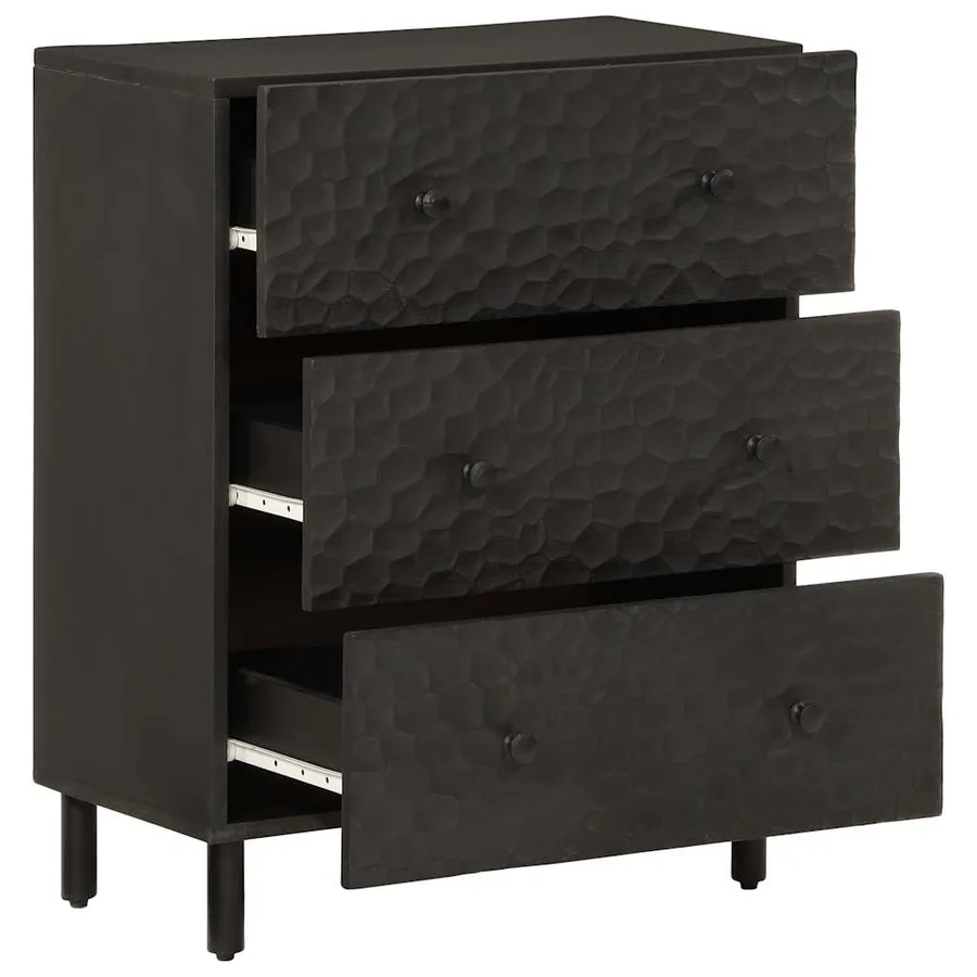 Armoires latérales 2pcs noir 60x33x75cm bois massif de manguier - 2
