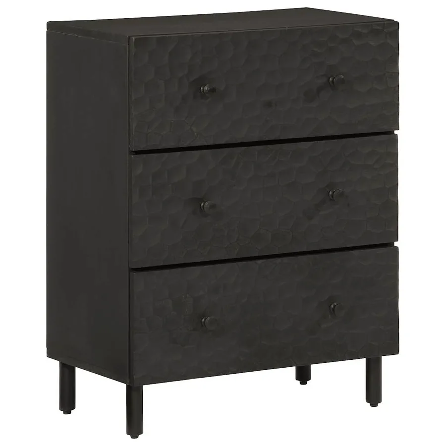 Armoires latérales 2pcs noir 60x33x75cm bois massif de manguier - 3