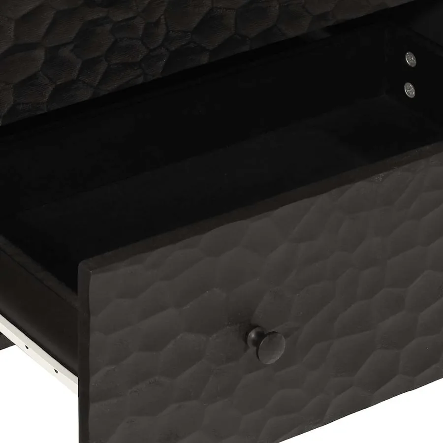 Armoires latérales 2pcs noir 60x33x75cm bois massif de manguier - 8