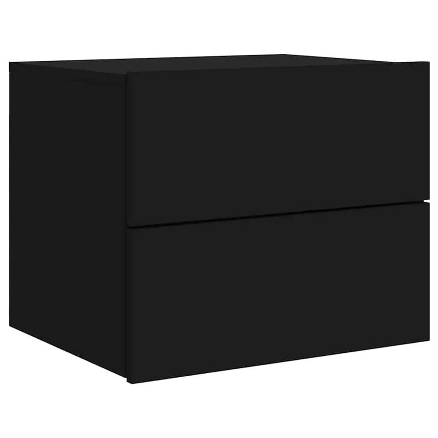 Table de chevet murale avec lumières LED noir - 3