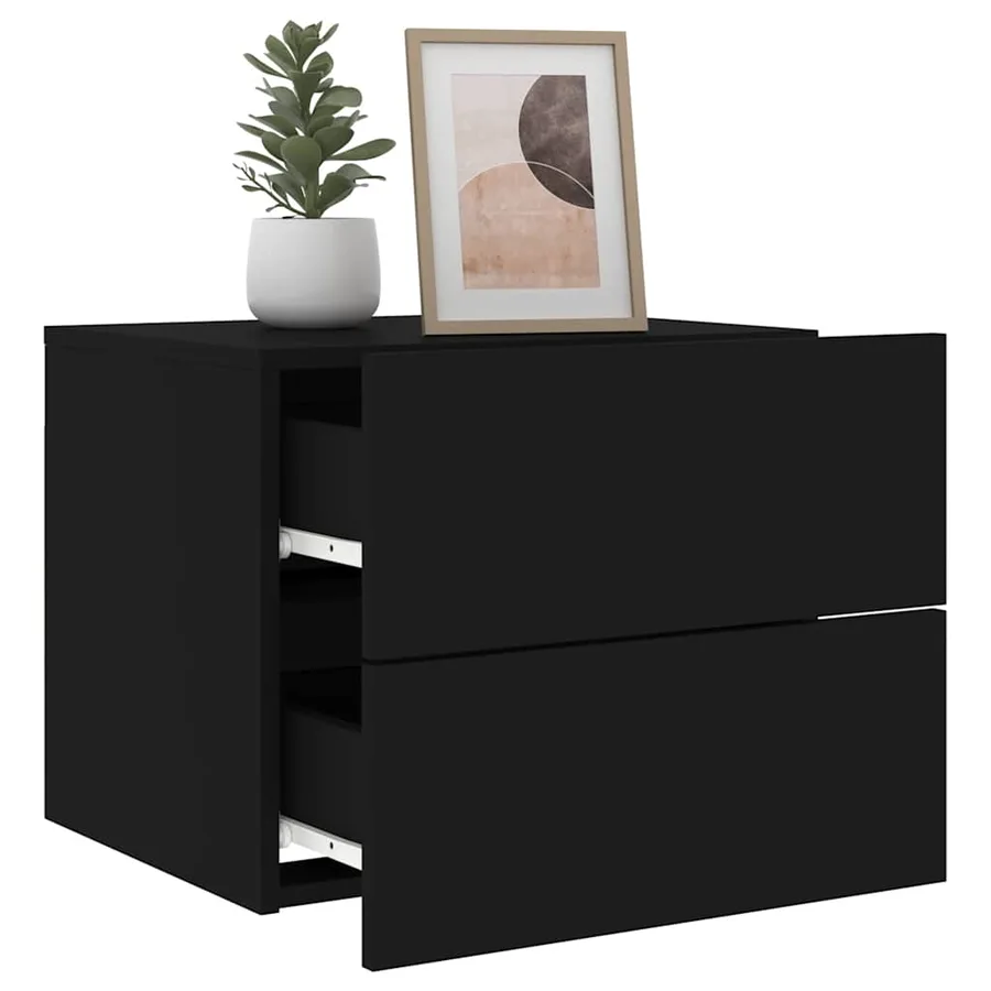 Table de chevet murale avec lumières LED noir - 5