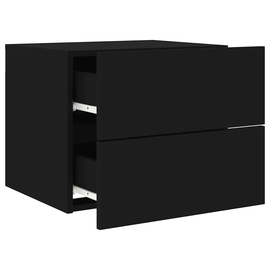 Table de chevet murale avec lumières LED noir - 6
