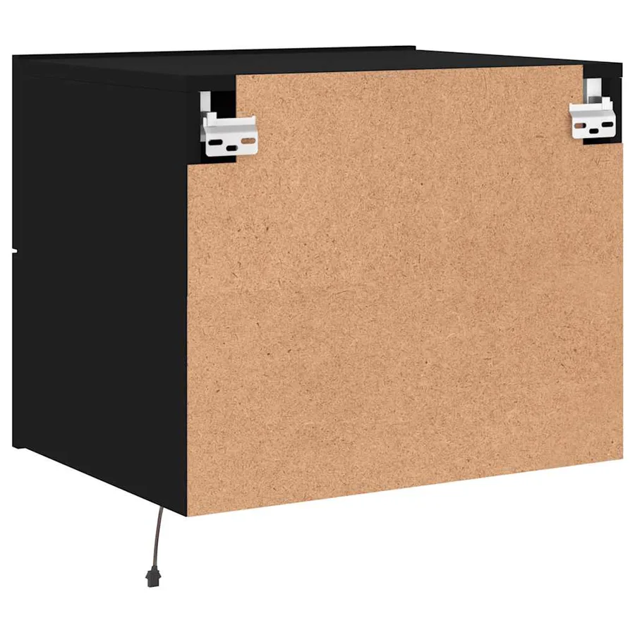 Table de chevet murale avec lumières LED noir - 9