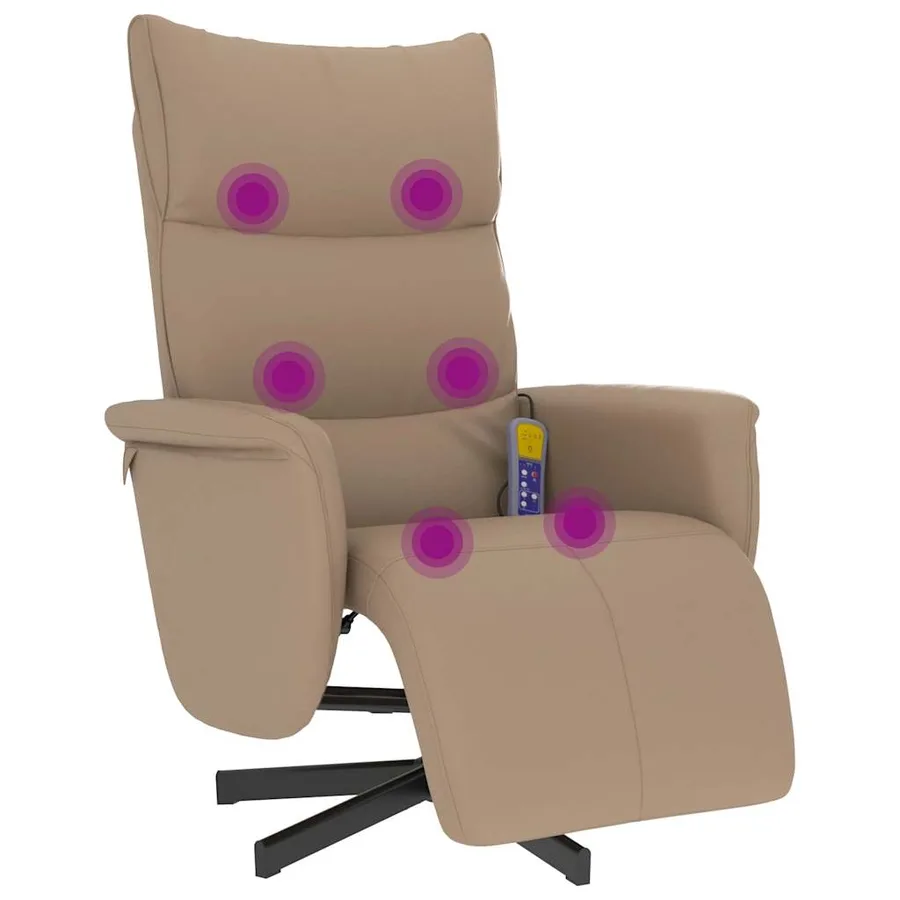 Fauteuil inclinable de massage repose-pieds cappuccino - 2