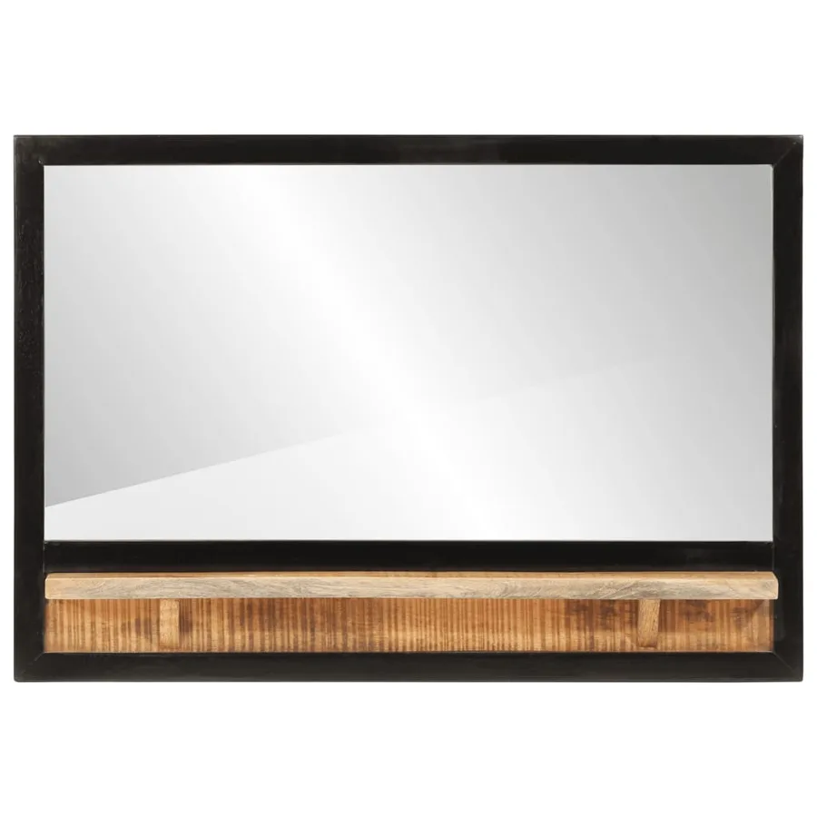 Miroir avec étagère 80x8x55 cm verre et bois massif manguier - 2