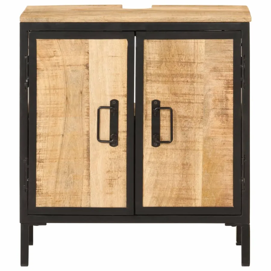 Armoire lavabo de salle de bain bois massif de manguier et fer - 3