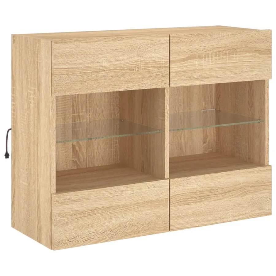 Meuble TV mural avec lumières LED chêne sonoma 78,5x30x60,5 cm - 5