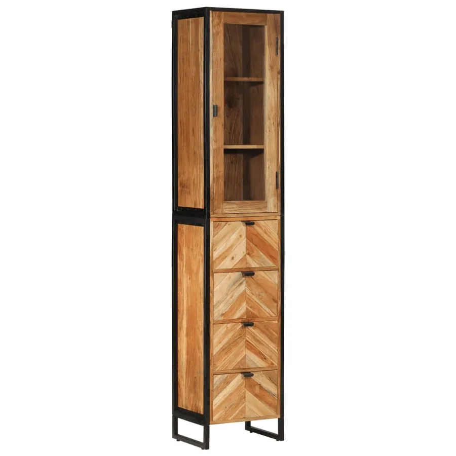 Ensemble de meubles salle de bain 5 pcs fer et bois d'acacia - 5
