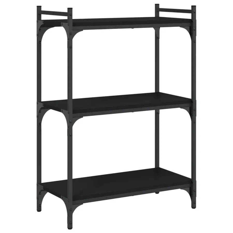 Bibliothèque à 3 niveaux noir 60x30x86 cm bois d'ingénierie - 2